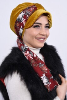 Velvet Scarf Hat Bonnet Mustard Yellow - 100283115 - Hijab