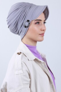 Buckled Hat Bonnet Silver Gray - 100285183 - Hijab