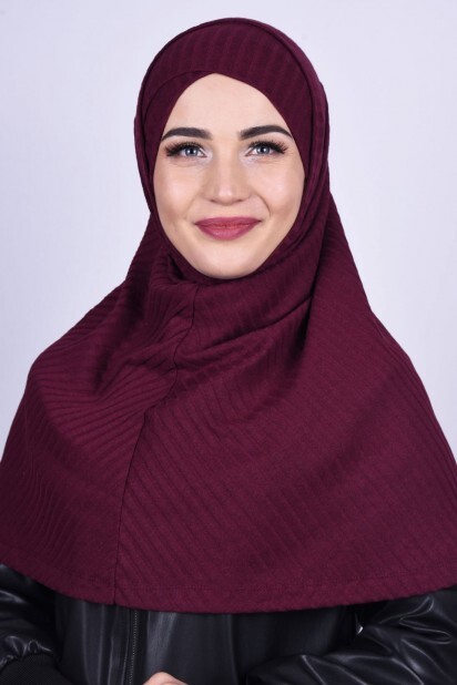 Cross Bonnet Knitwear Hijab Claret Red - 100285224 - Hijab