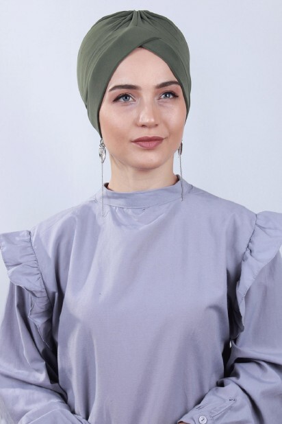 Bonnet Double Face Nevrulu Vert Kaki - Hijab