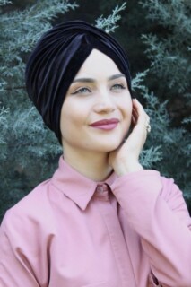 Velvet Sequined Vera Bonnet Black - 100285059 - Hijab