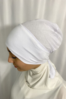 بونيه ربطة عنق بسيطة بيضاء - Hijab