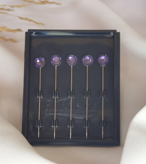 Crystal hijab pins Set of 5 Rhinestone Luxury Scarf Needles 5pcs pins - Lilack - 100298893 - Hijab