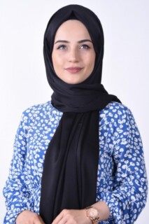 Châle Dubai Soie Gaufré Noir - Hijab