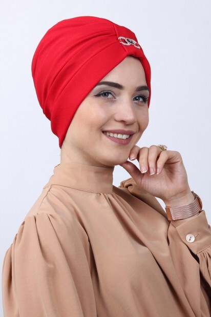 Buckled Double-Sided Bonnet Red - 100285175 - Hijab