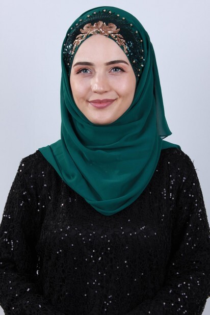 تصميم الأميرة شال الزمرد الأخضر - Hijab