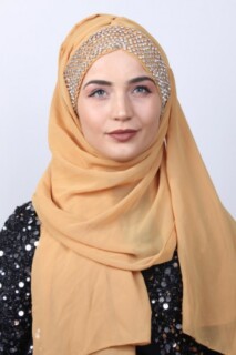Stone Boneli Design Shawl Mustard Yellow - 100282947 - Hijab