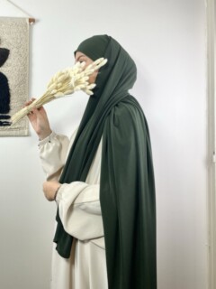 جيرسي ساندي بريميوم باللون الأخضر الداكن - Hijab