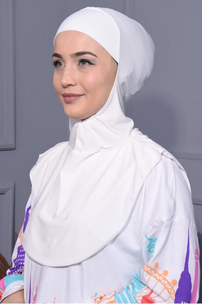 Neck Collar Hijab Ecru