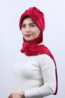 Velvet Shawl Hat Bonnet Red - 100283139 - Hijab