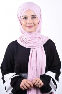 مسحوق شال قطن ممشط بثلاثة خطوط وردي - Hijab