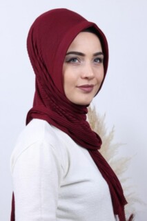Pleated Hijab Shawl Claret Red