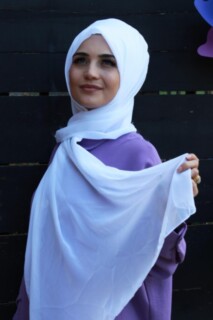 Plain Chiffon Shawl White - 100285446 - Hijab