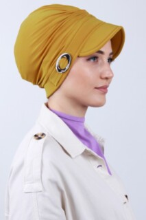 Buckled Hat Bonnet Mustard Yellow - 100285185 - Hijab