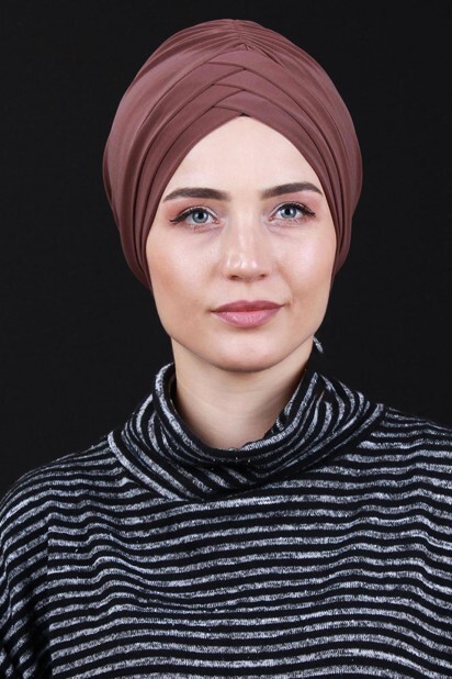 Double-Sided 3-Striped Bonnet Mink - 100285274 - Hijab