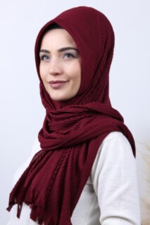 Pleated Hijab Shawl Claret Red
