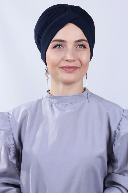 Bonnet Nevrulu Double Face Bleu Marine - Hijab