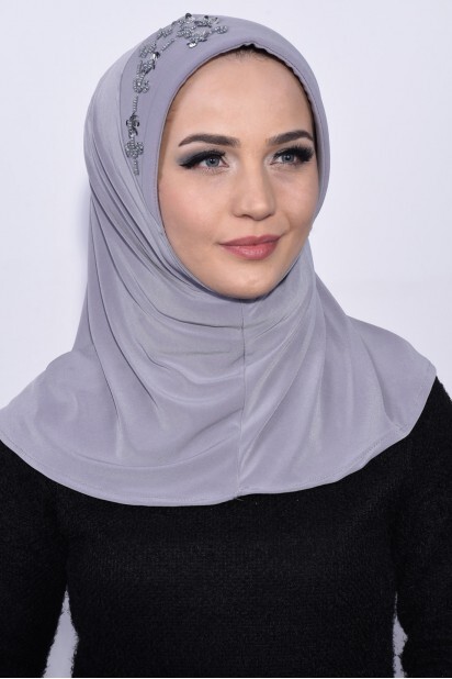 Hijab Paillettes Pratique Gris - Hijab
