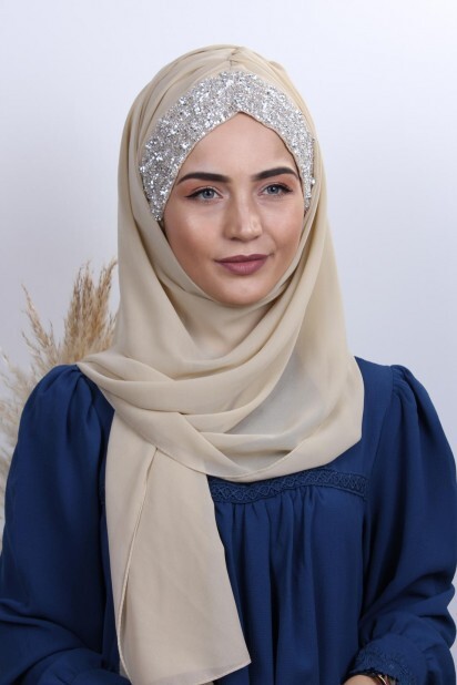 Châle Bonnet Stone Design Beige - Hijab