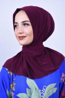 Foulard à Boutons Pression Châle Prune - Hijab