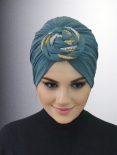 Ready Made Donut Cap Colored-Water Green - 100285726 - Hijab