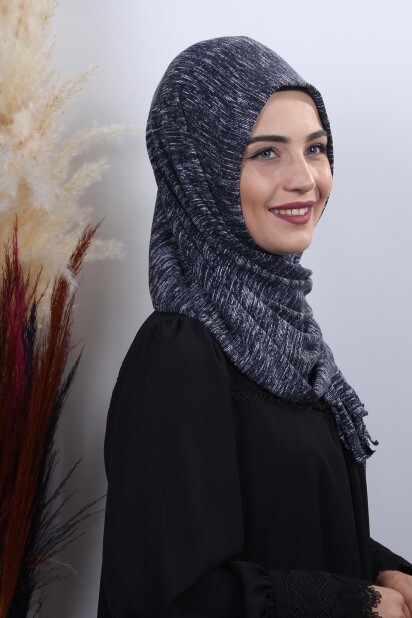 Knitwear Practical Hijab Shawl Navy Melange